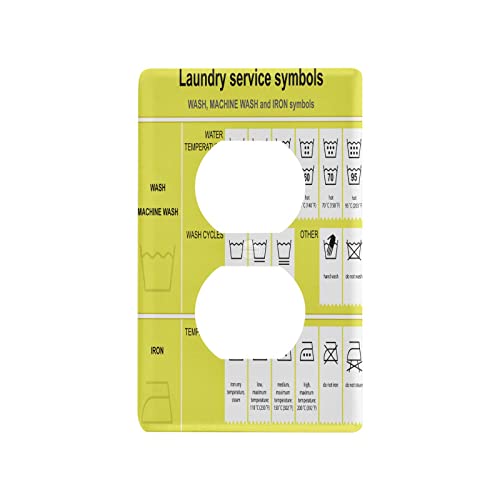 Guía de símbolos de lavandería para lavadora, salida dúplex, cubierta de interruptor de luz, placa decorativa de pared para interruptor de hogar, 4.5 x 2.75 pulgadas