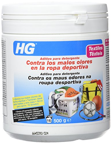 HG Aditivo para Detergente Contra los Malos Olores en la Ropa, Elimina el Olor a Sudor y Otros Olores Desagradables de la Ropa, 16 Lavados - 500g