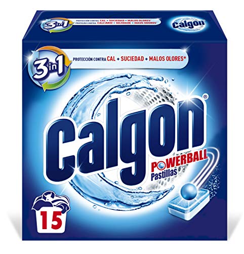 Calgon Powerball Pastillas - Antical para la Lavadora, Elimina Olores y Suciedad, en formato pastillas, 15 unidades