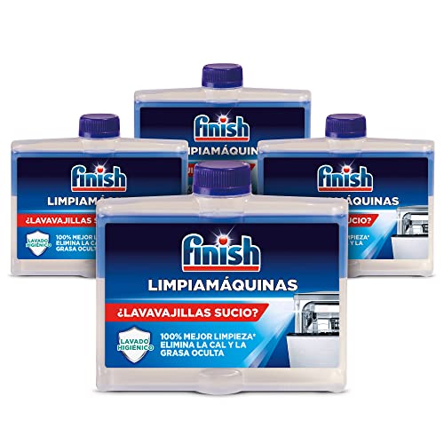 Finish Limpiamáquinas - Limpia lavavajillas contra el mal olor, la cal y la grasa del lavaplatos, limpiador lavavajillas - 4 Unidades